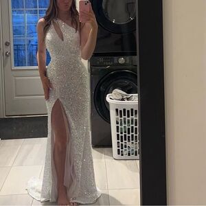 White Sequin prom dress